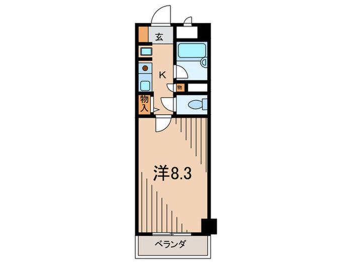 プレステージ岡本(1K/3階)の間取り写真