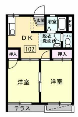 ハイムアーゼル(2DK/2階)の間取り写真