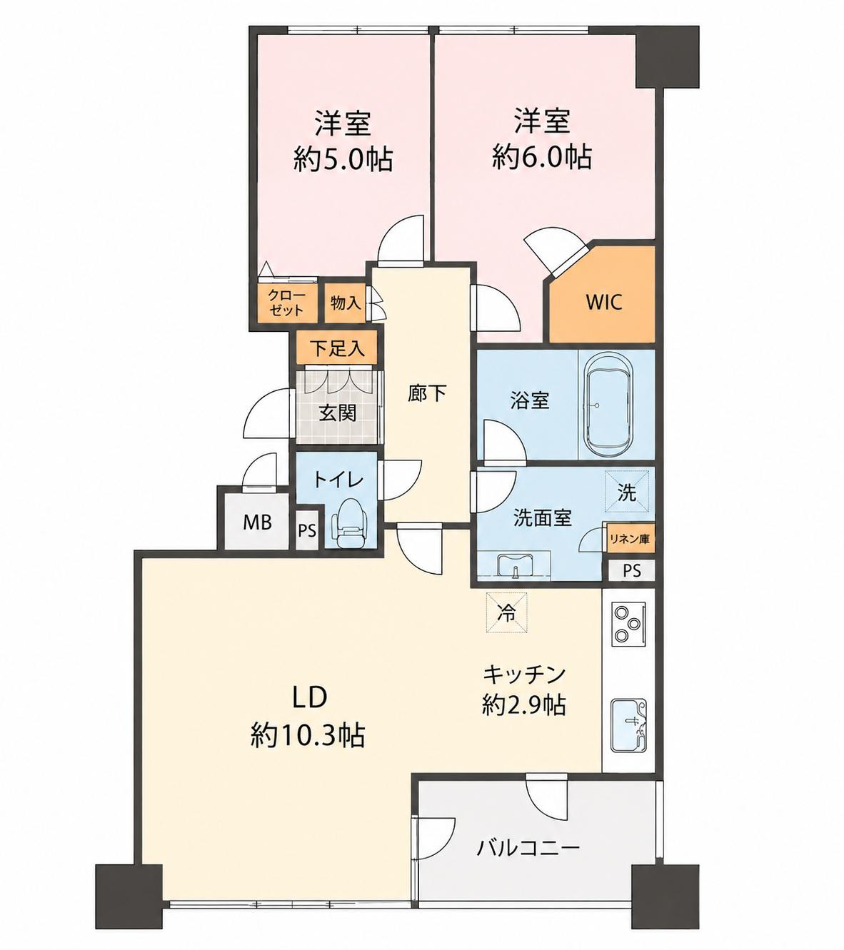 ゼファー目白ビアージュ(2LDK/8階)の間取り写真