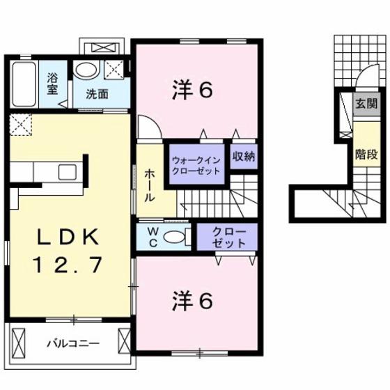 セレーノG(2LDK/2階)の間取り写真