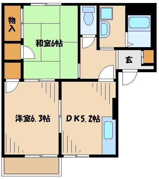 ハイムクボタ(2DK/1階)の間取り写真