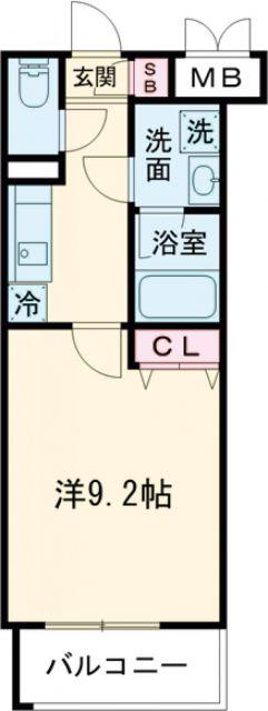 TENUE三田(1K/4階)の間取り写真
