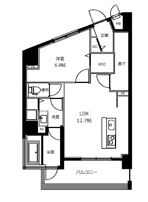 トライエスタ梅北(1LDK/9階)の間取り写真