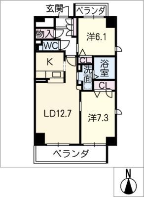 YSCOURT(2LDK/7階)の間取り写真