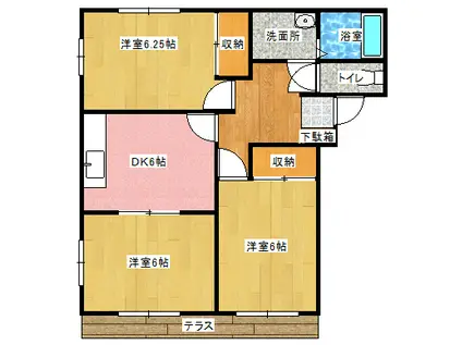 下村コーポ(3DK/2階)の間取り写真