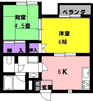 プチパレス日夏A棟(2DK/1階)の間取り写真