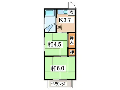 寺島荘(2K/2階)の間取り写真