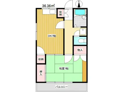 第二緑光苑(1DK/1階)の間取り写真