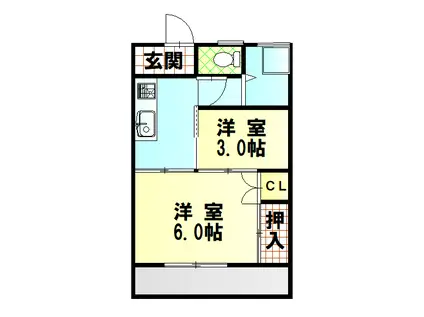 リベールヒラキ(2K/1階)の間取り写真