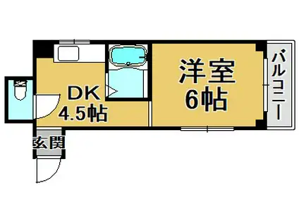 第一稲田ビル(1DK/2階)の間取り写真