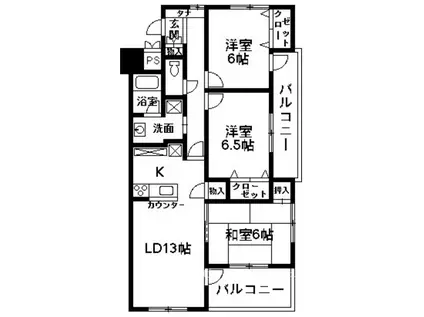 ADVANCE NAGAI II(3LDK/3階)の間取り写真
