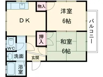 ハイツひろ(2DK/2階)の間取り写真