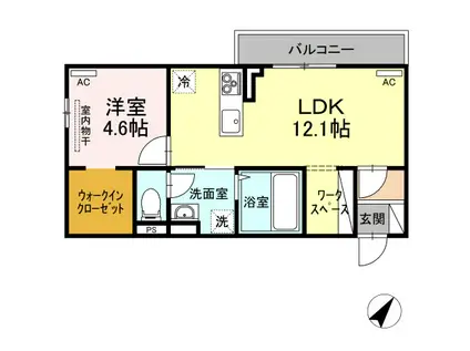 ピターニュ B302(1LDK/3階)の間取り写真
