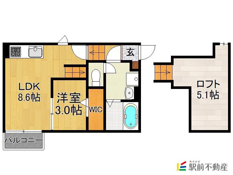 MAISON SOLEIL(1LDK/2階)の間取り写真