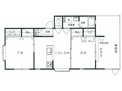 メゾンモンターニュC棟(2LDK/1階)の間取り写真
