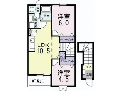 サンライト ヒルズ(2LDK/2階)の間取り写真