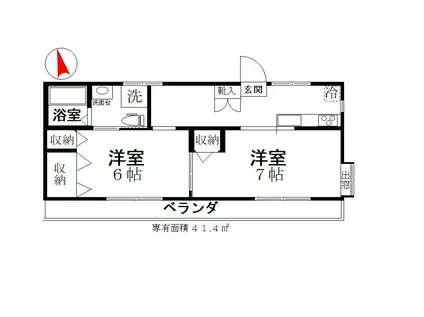 コーポヤマ(2DK/2階)の間取り写真