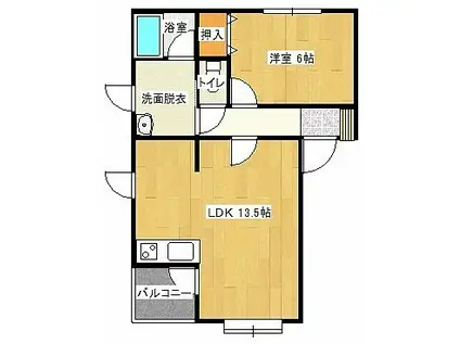 ハイムシャトン(1LDK/2階)の間取り写真