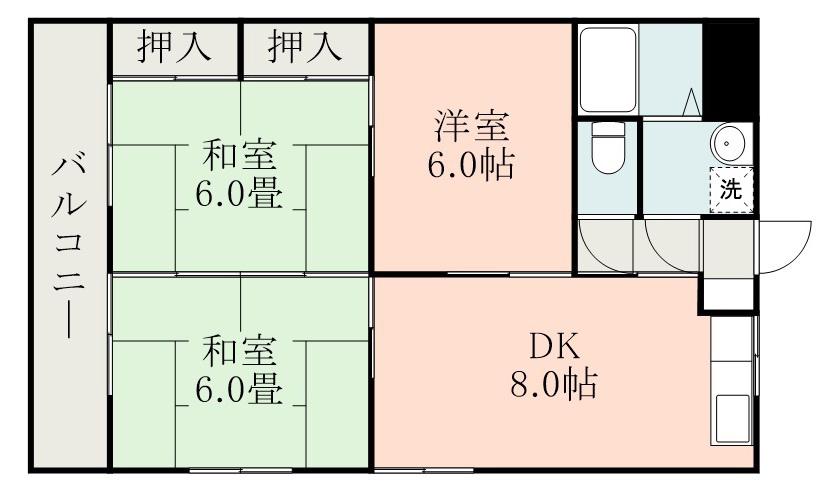 マンションクラウド(3DK/2階)の間取り写真