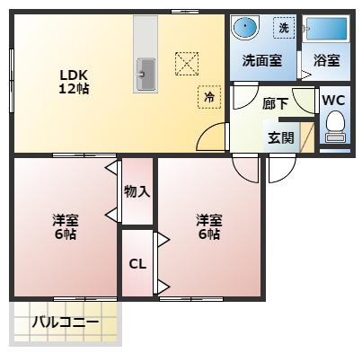 ハイムミレニアムII(2LDK/1階)の間取り写真