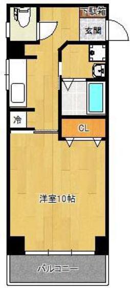 福助堂ビル(1DK/3階)の間取り写真