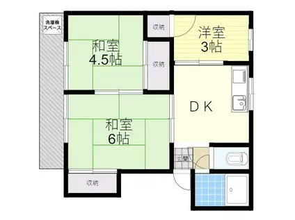 第1板井アパート(3K/2階)の間取り写真