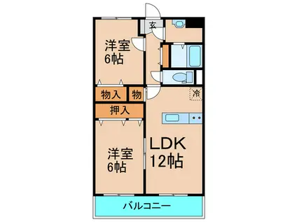 サンライズS(2LDK/3階)の間取り写真