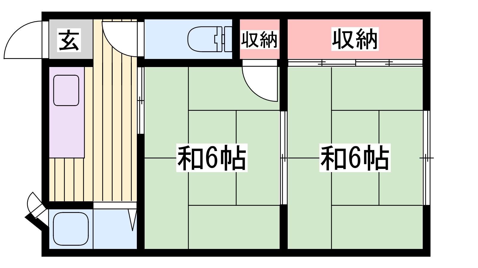 浦岡マンション(2K/3階)の間取り写真