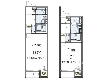 レオネクスト姫路さいしょう(1K/1階)の間取り写真