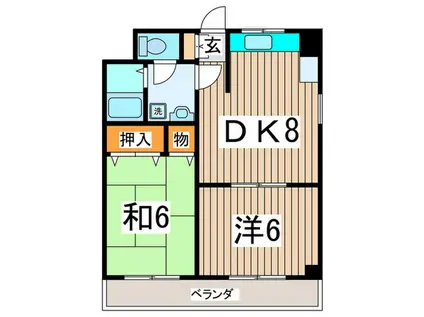 サンハウス86(2DK/5階)の間取り写真