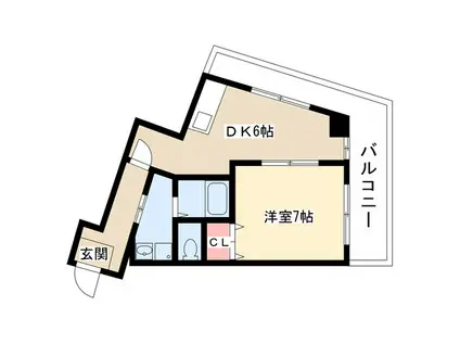 第五名昭ビル(1DK/6階)の間取り写真