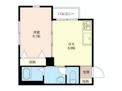 ココハイツ(1DK/2階)の間取り写真