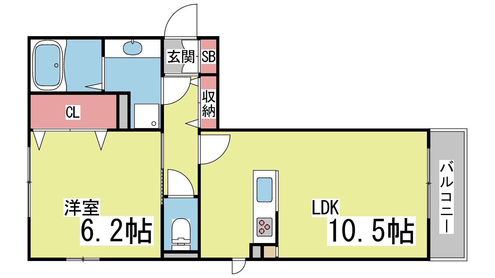 ロッコウコルン(1LDK/2階)の間取り写真