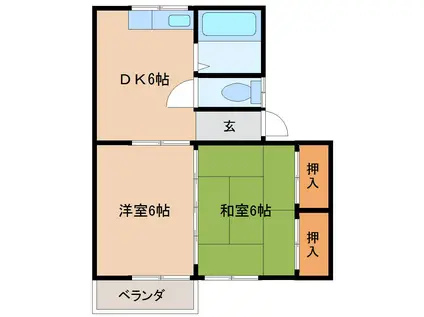 アパートメンツ吉松 D(2DK/2階)の間取り写真