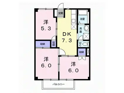 スマイル天満(3DK/2階)の間取り写真