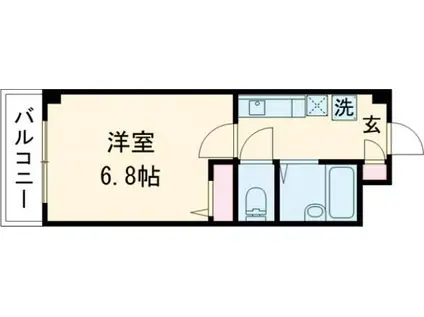 アーバンヨシダII(1K/4階)の間取り写真