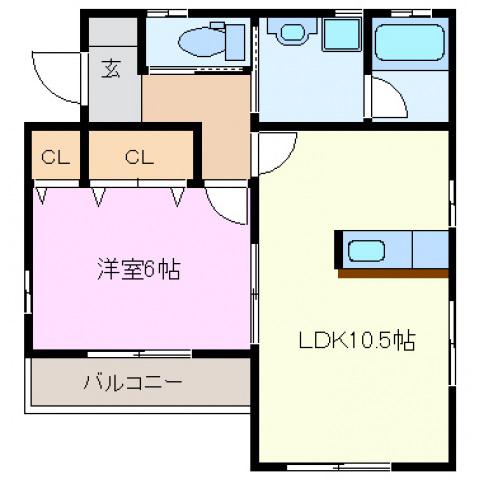 メゾン・ブランシェ II(1LDK/2階)の間取り写真