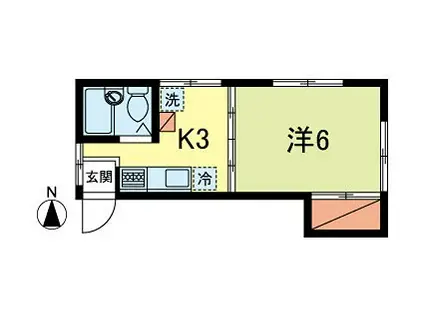 第二堀内荘(1K/3階)の間取り写真