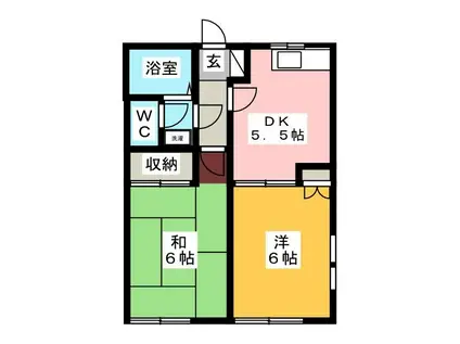 モンシャトー福竹(2DK/1階)の間取り写真