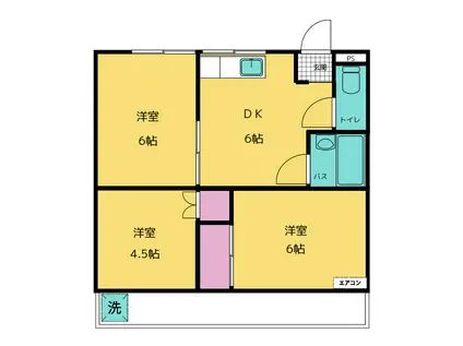 ハイツ伊吹(3DK/4階)の間取り写真