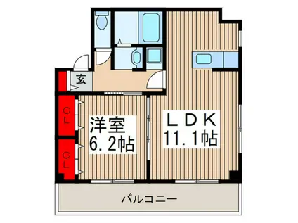 新幸マンション(1LDK/2階)の間取り写真