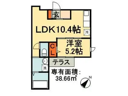 エクサージュII(1LDK/1階)の間取り写真