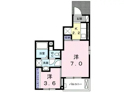 ボヌール山田館 B(1SK/1階)の間取り写真