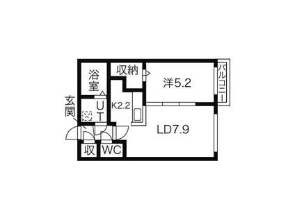 プランドール琴似(1LDK/2階)の間取り写真