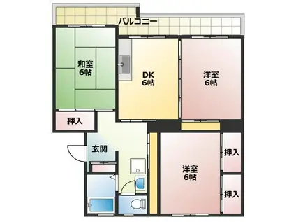 平佐町 3DKマンション(3DK/3階)の間取り写真