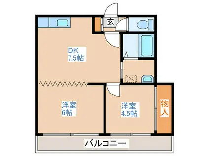 ALPHA COSMO2(2DK/3階)の間取り写真