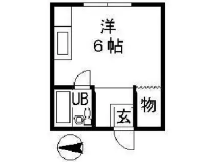 グリーンパレス(ワンルーム/2階)の間取り写真