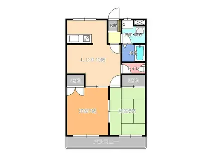 グリーンハイツ三澤6A(2LDK/3階)の間取り写真
