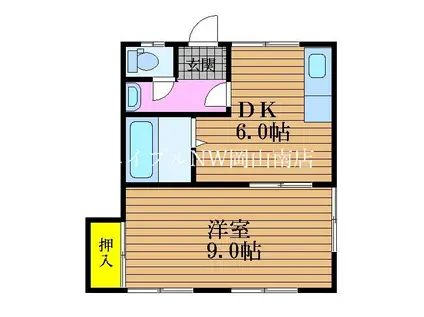 コーポ武蔵(1DK/2階)の間取り写真