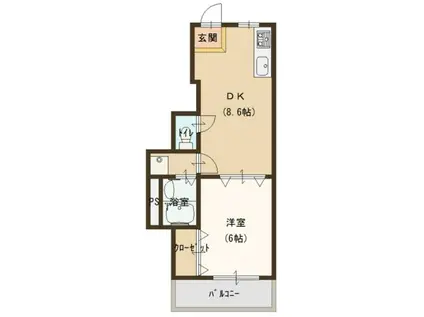 イワタハイツ 野洲市北野1丁目(1DK/2階)の間取り写真